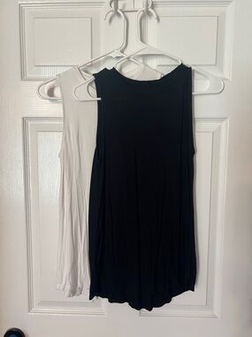a new day Black and White Sleeveless Tank Tops